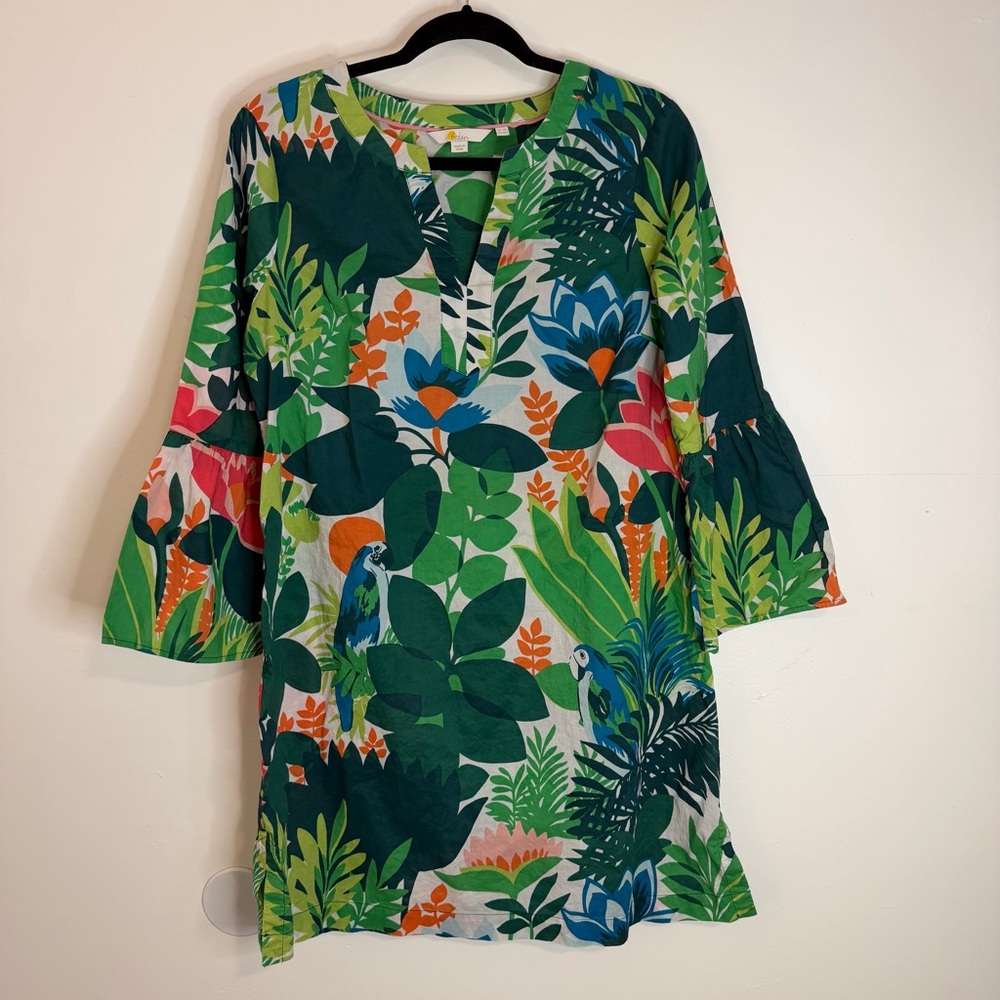 Boden Green Multicolor Tropical Print Tunic